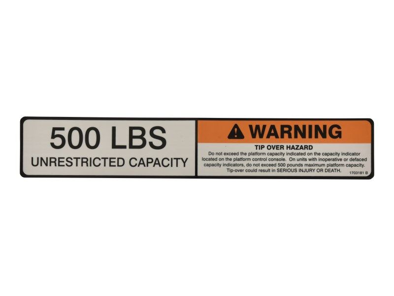 JLG Part # 1703181 – Decal