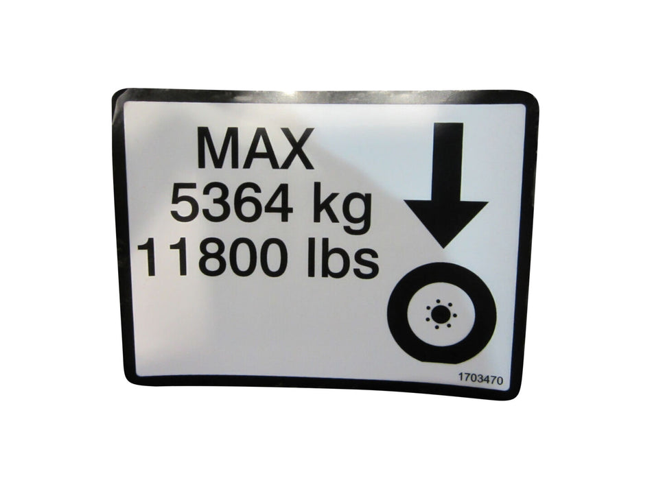 JLG Part # 1703470 – Decal,Max Tire Load