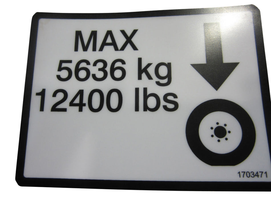 JLG Part # 1703471 – Decal,Max Tire Load