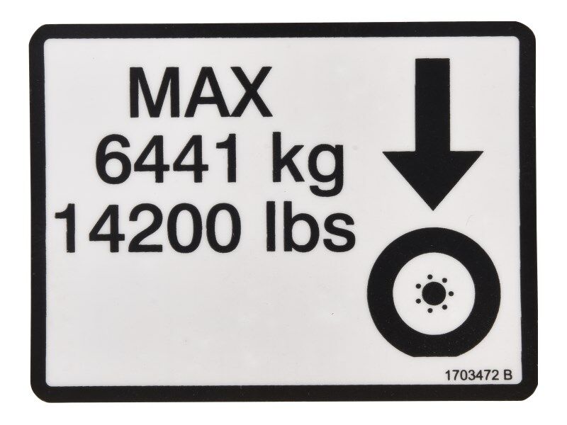 JLG Part # 1703472 – Decal,max Tire Load