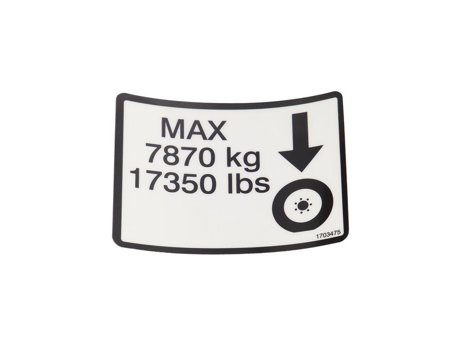 JLG Part # 1703475 – Decal,Max Tire Load