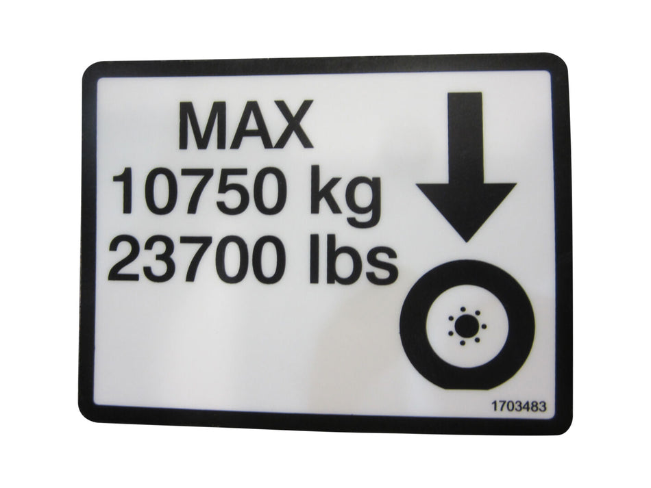 JLG Part # 1703483 – Decal,Max Tire Load