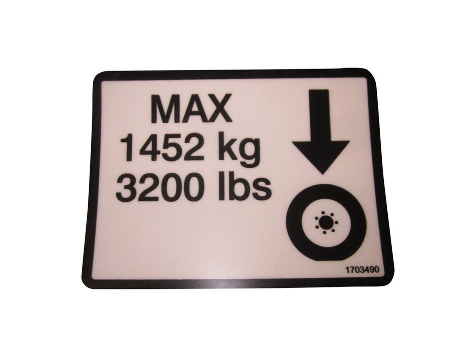 JLG Part # 1703490 – Decal,Max Tire Load