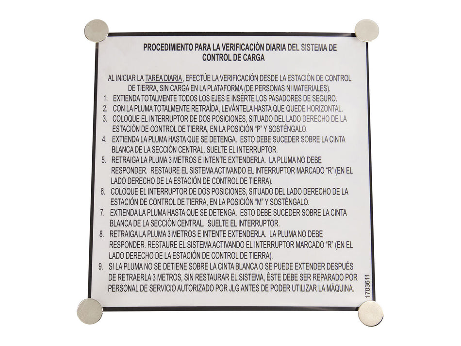 JLG Part # 1703611 -  Decal