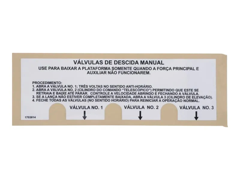 JLG Part # 1703614 – Decal,Man Desc (Brz)
