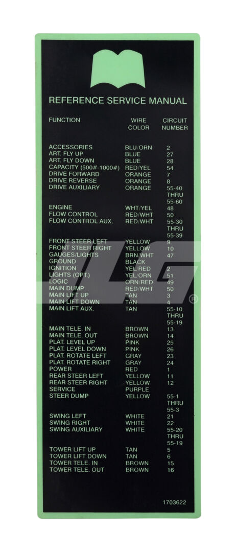 JLG Part # 1703622 – Decal