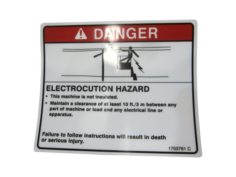 JLG Part # 1703781 – Decal,Danger-Electrical Hazard