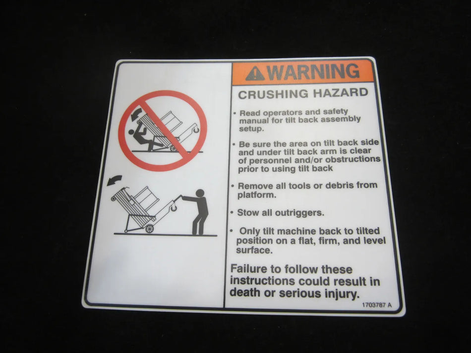 JLG Part # 1703787 -  Decal