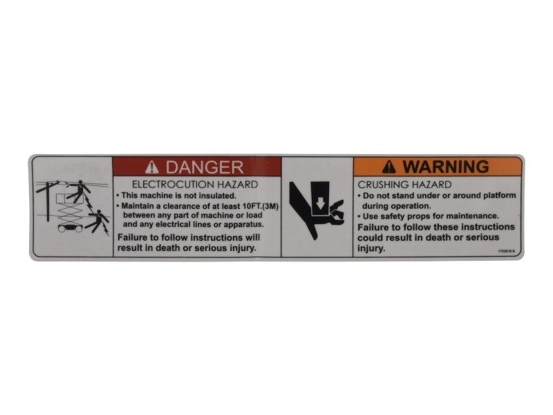JLG Part # 1703818 – Decal, Warning Crush Hazard