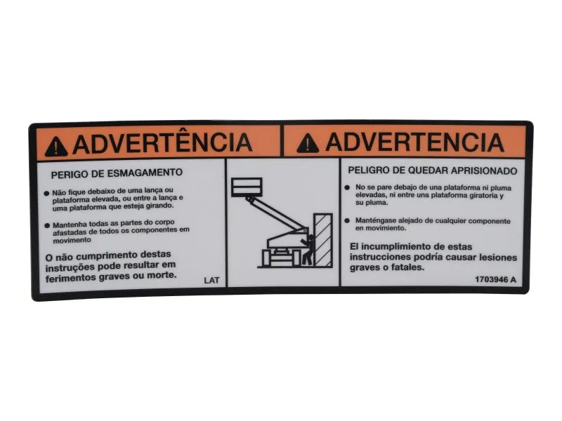 JLG Part # 1703946 -  Decal, Warning Crushing (Lat) | Fits 7 JLG Lift Models