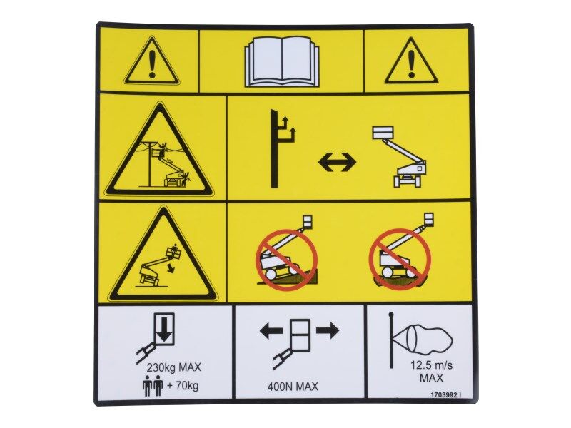 JLG Part # 1703992 -  Decal, Warning (Platform) Aus