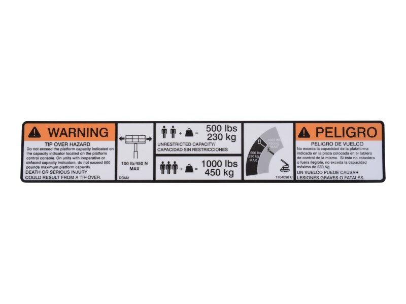 JLG Part # 1704098 -  Decal