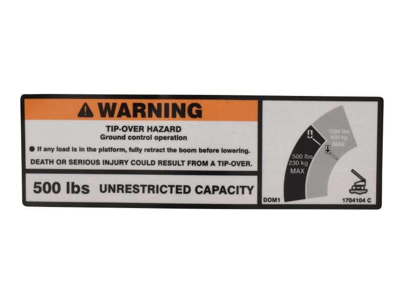 JLG Part # 1704104 – Decal, Warning Dual Cap