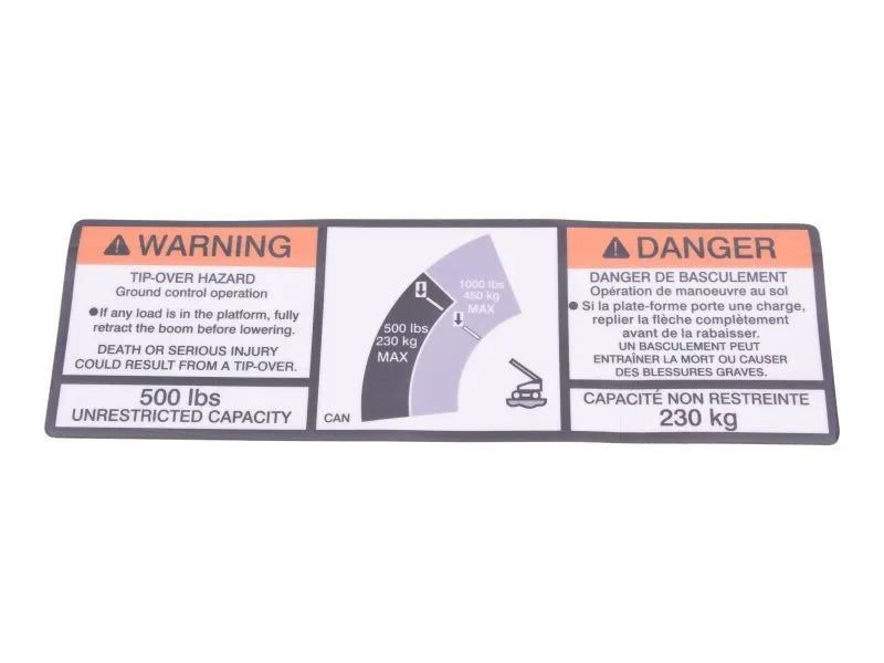 JLG Part # 1704107 – Warning Dual Cap (Can) Decal