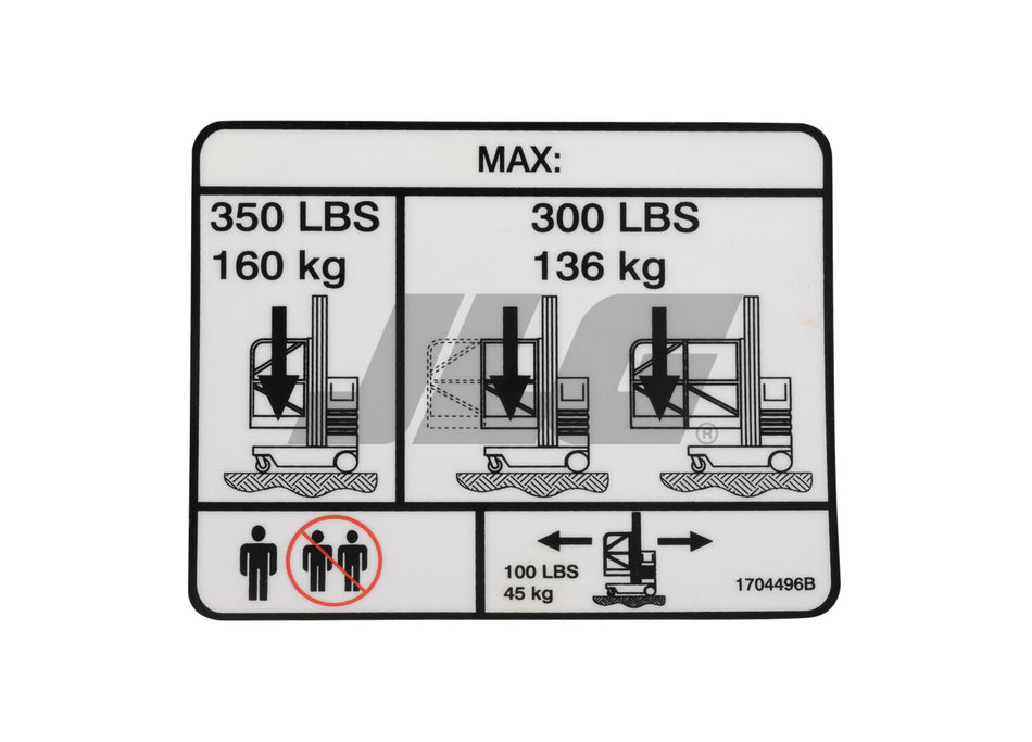 JLG Part # 1704496 -  Decal, Capacity