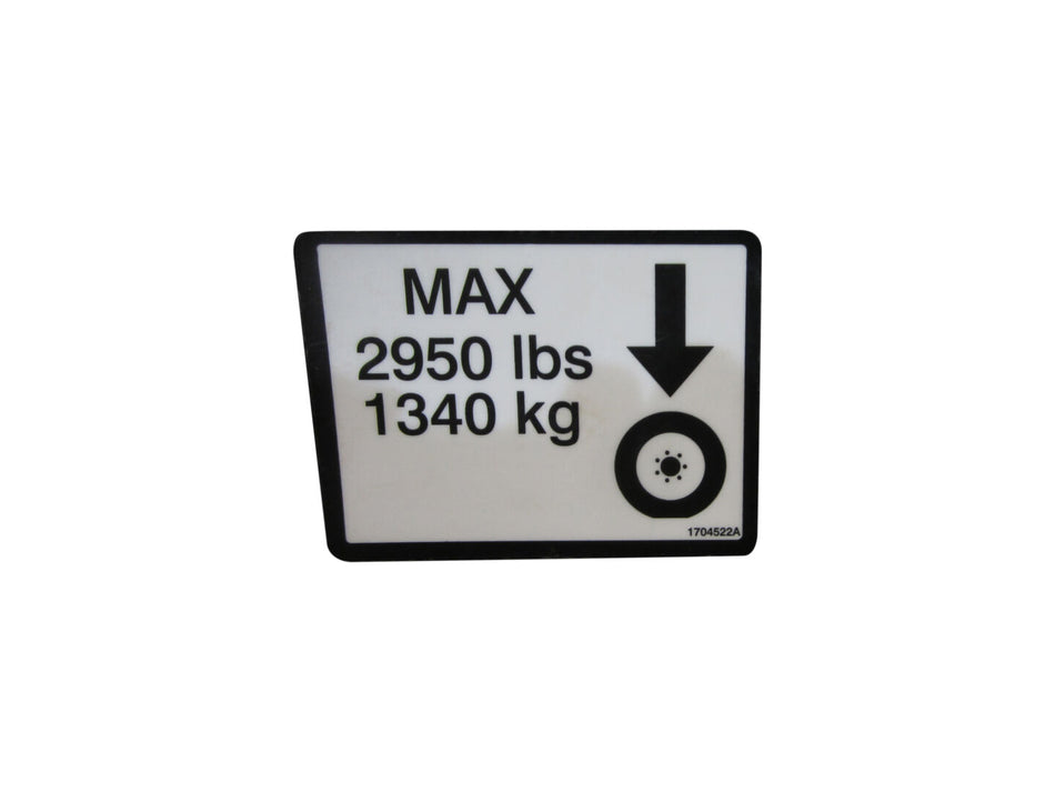JLG Part # 1704522 – Decal,max Tire Load