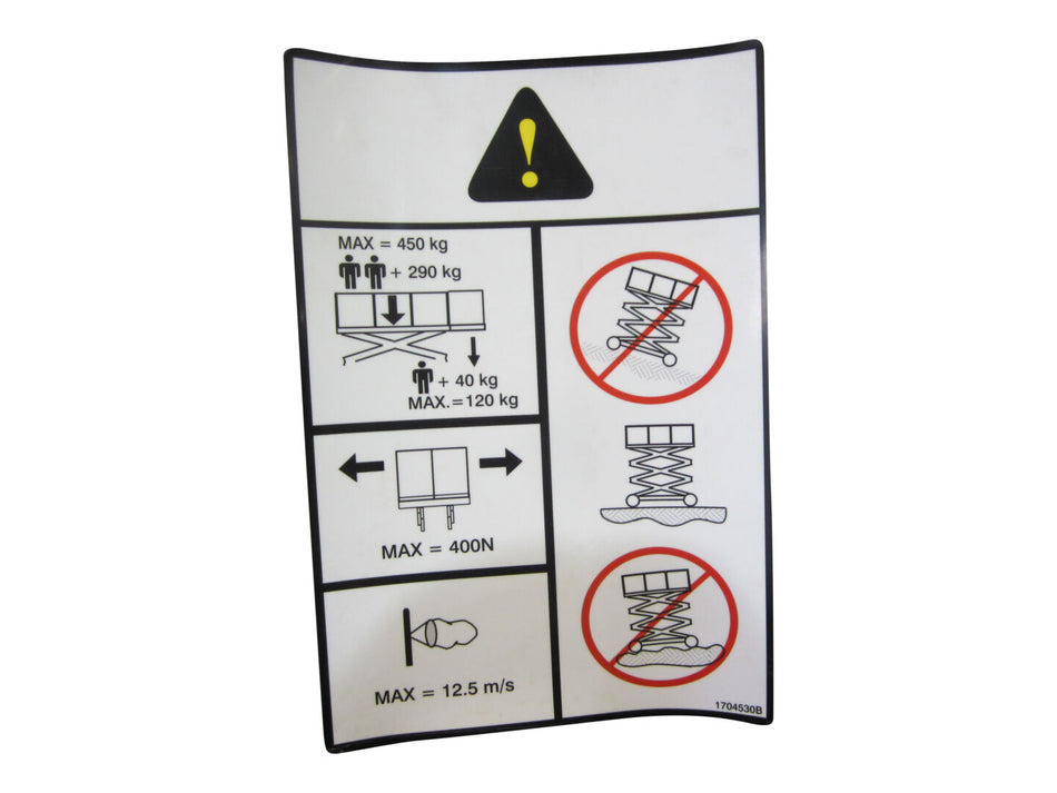 JLG Part # 1704530 – Decal, Capacity (450kg)