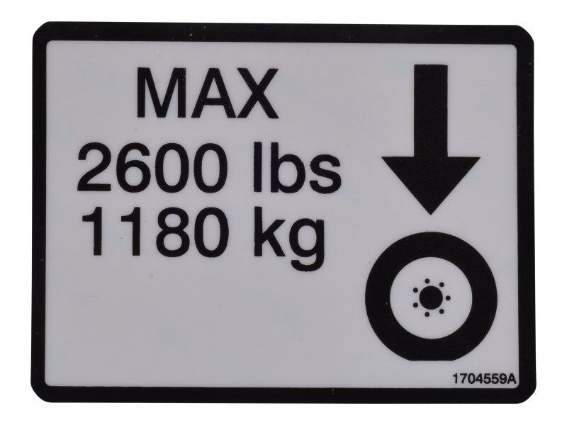 JLG Part # 1704559 – Decal,max Tire Load