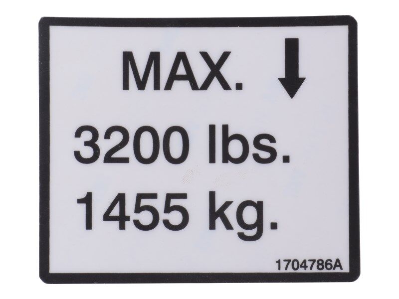 JLG Part # 1704786 – Decal,Max Load