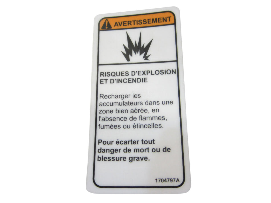 JLG Part # 1704797 -  Decal, Fire Hazard (can Fre)