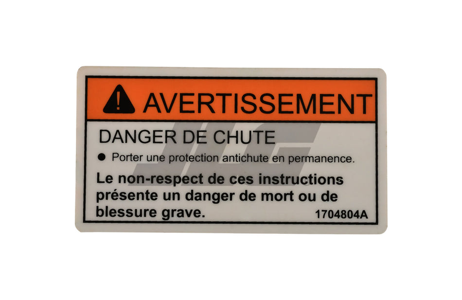 JLG Part # 1704804 -  Decal, Warning Fall Hazard