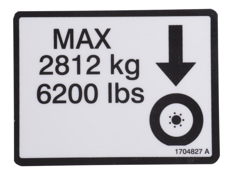 JLG Part # 1704827 – Decal,max Tire Load 6200#