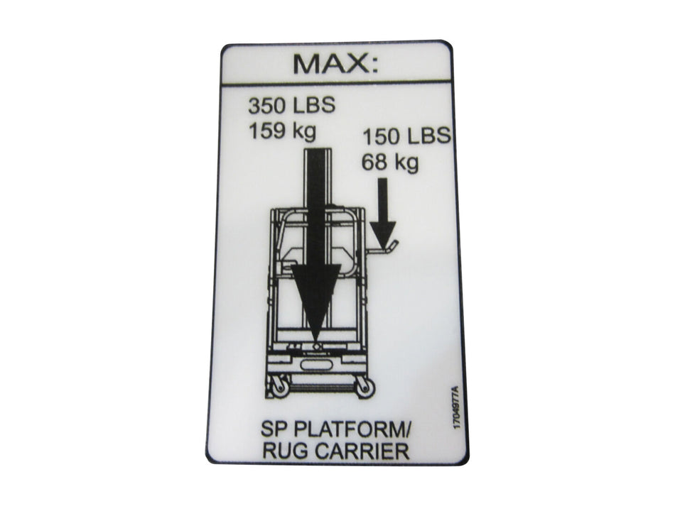 JLG Part # 1704977 -  Decal, Capacity