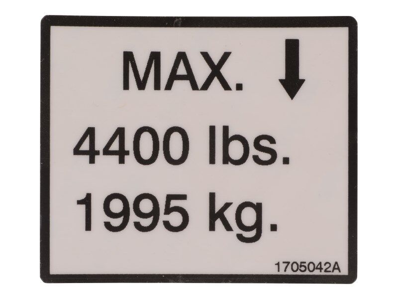 JLG Part # 1705042 – Decal,Max Load (Jacks)