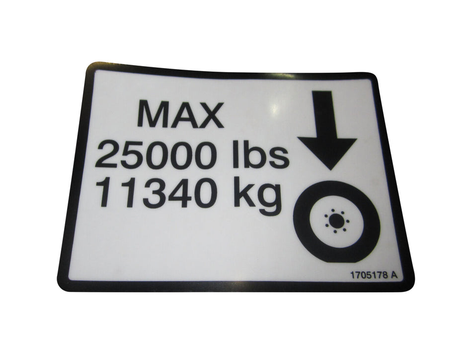 JLG Part # 1705178 – Decal,max Tire Load 25000#
