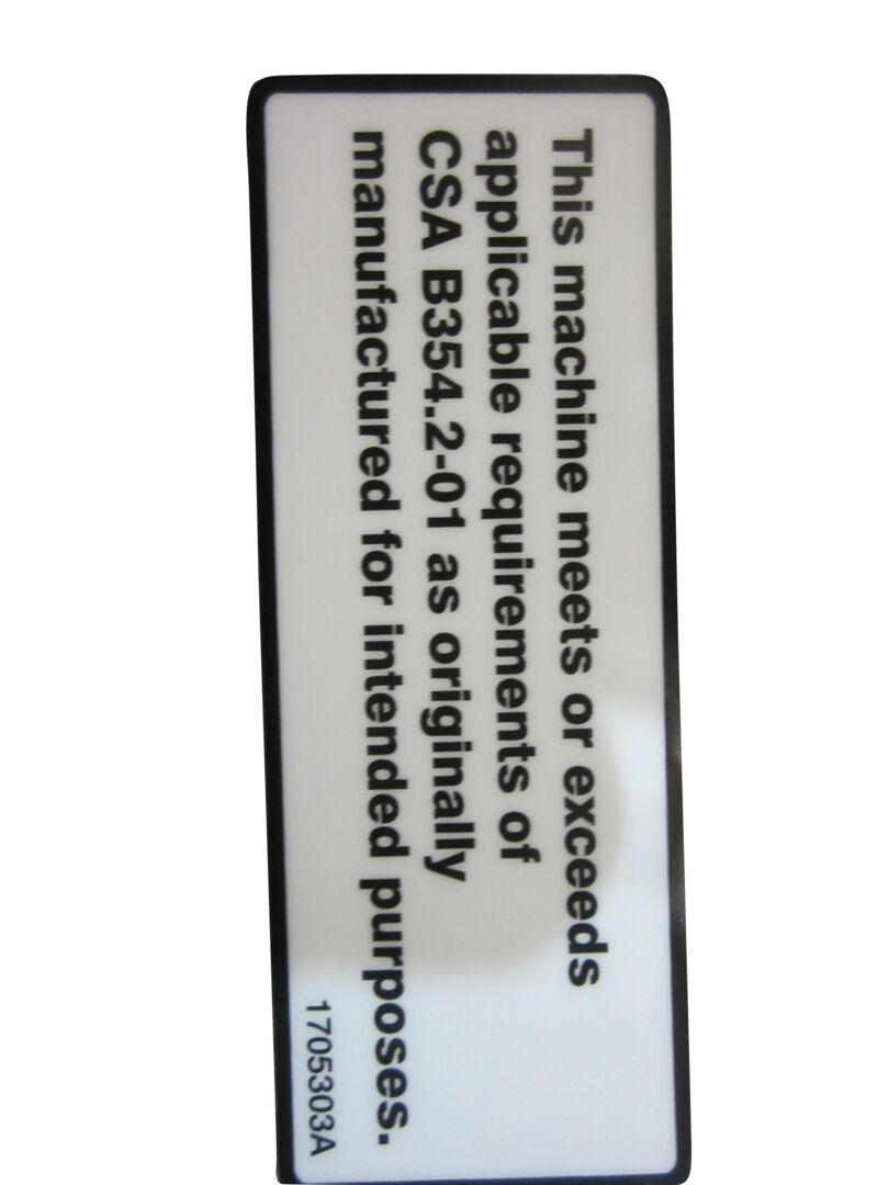JLG Part # 1705303 – Csa Decal
