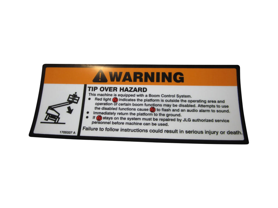 JLG Part # 1705337 – Decal, Tip-Over (BCS) 1350SJP