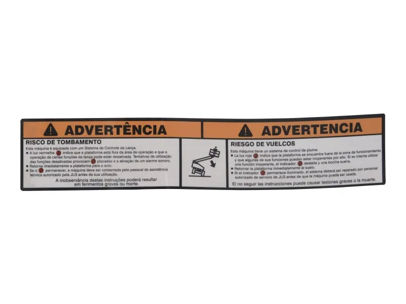 JLG Part # 1705343 -  Decal, Tip-Over Bcs(Por/Spa)