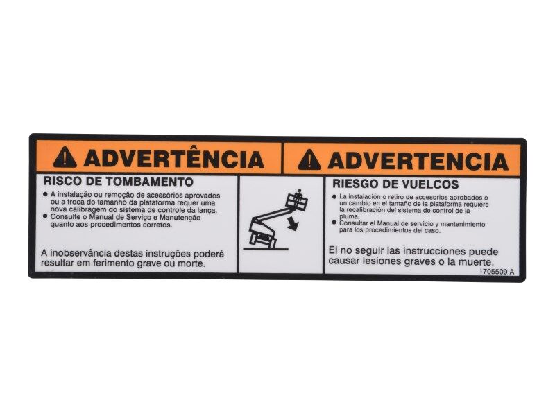 JLG Part # 1705509 -  Decal, Tip-Over Plf (Por/Spa)