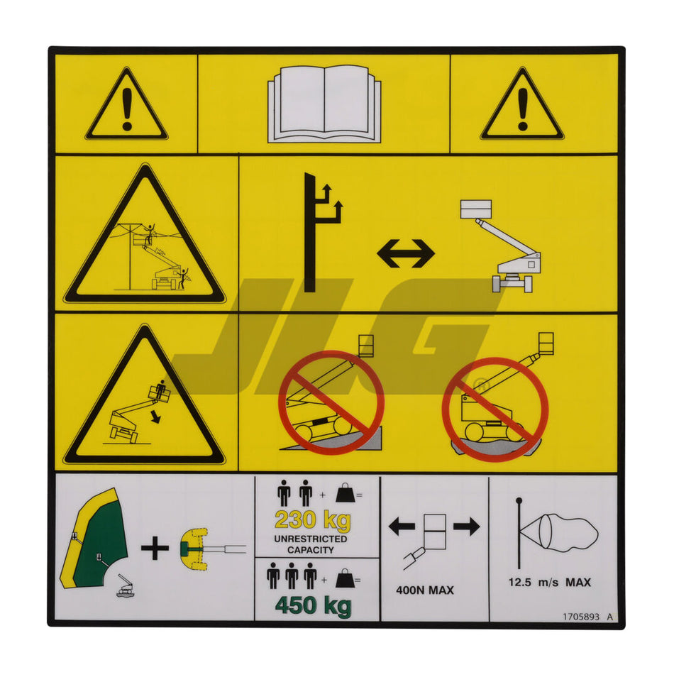 JLG Part # 1705893 -  Decal, Danger/Warning (PLF)