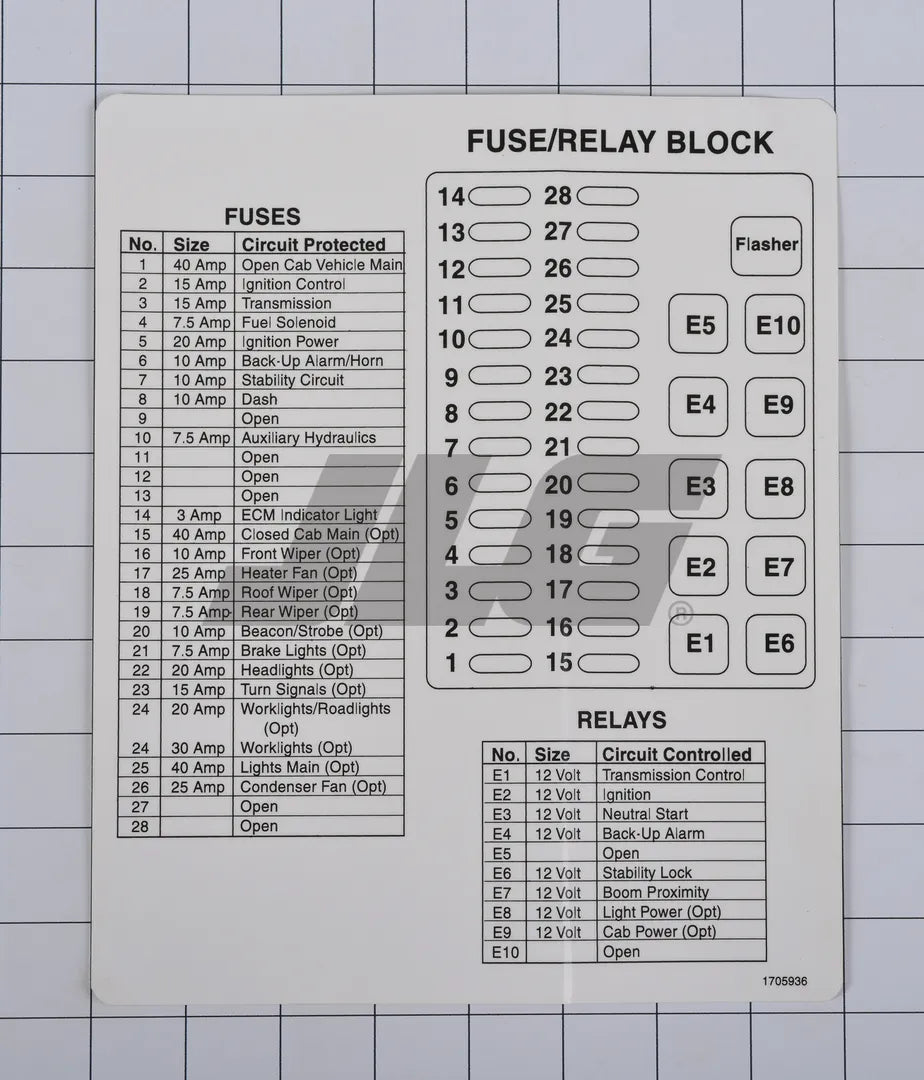JLG Part # 1705936 – Decal