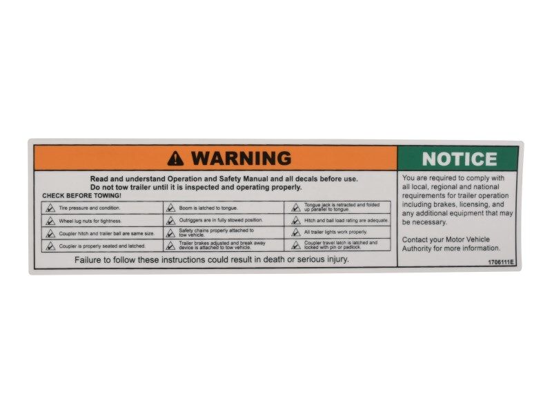 JLG Part # 1706111 – Decal