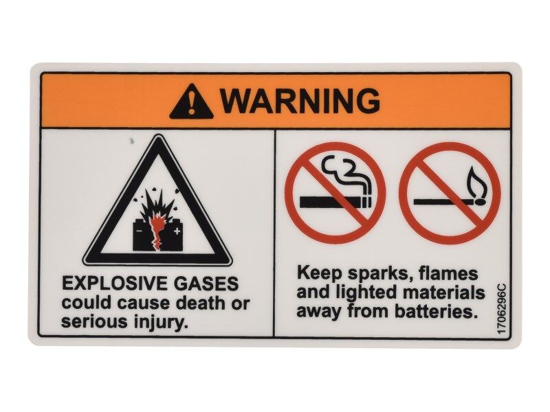 JLG Part # 1706296 – Decal Battery Warning Lull