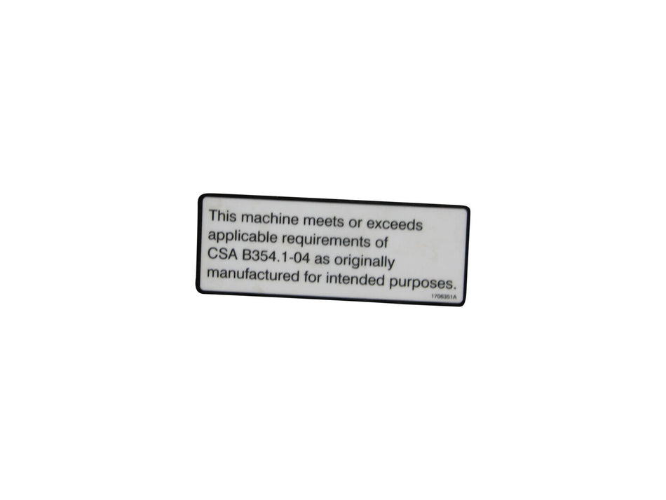 JLG Part # 1706351 – Decal