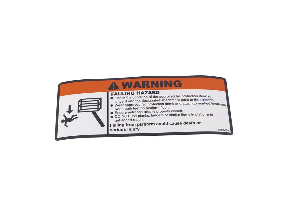 JLG Part # 1706386 – Decal