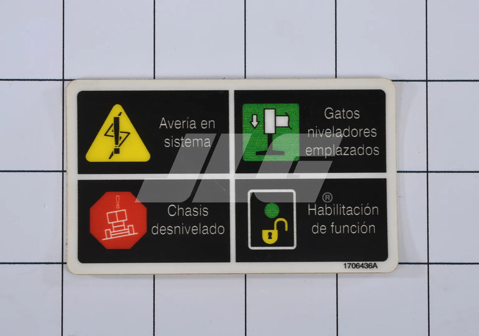 JLG Part # 1706436 – Plf Legend Decal | Fits JLG ET350 / T350