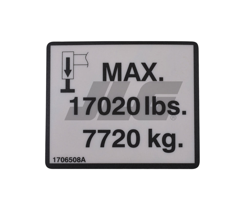 JLG Part # 1706508 – Decal, Pad Load 8000kg