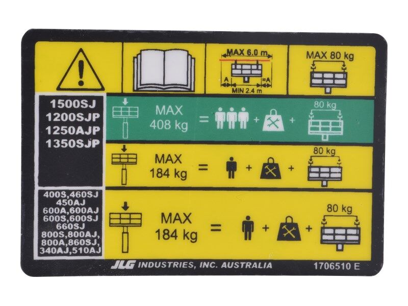 JLG Part # 1706510 – Decal, Tube Rack Cap