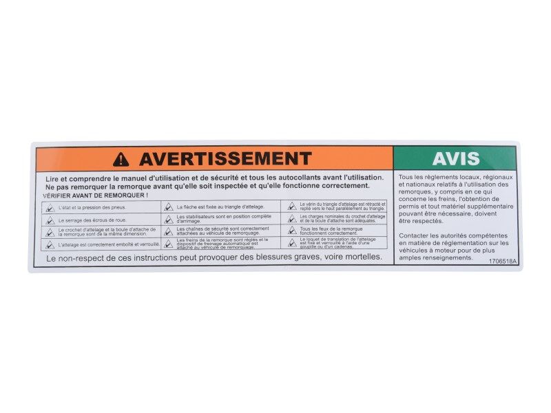 JLG Part # 1706518 -  Decal, Machine Operation Engine/FR | Fits JLG ET350 / T350