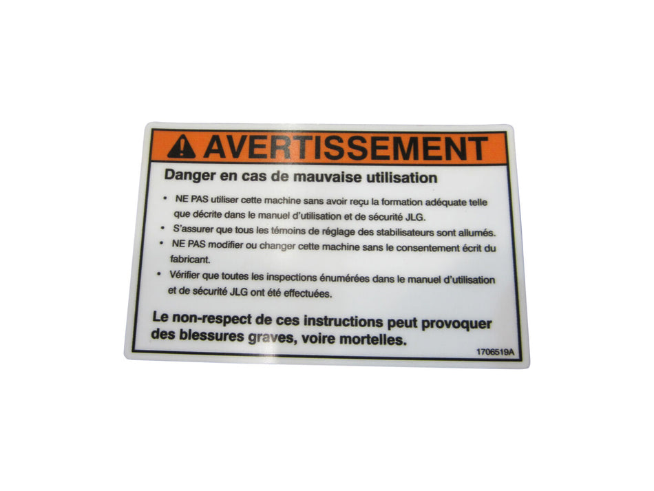 JLG Part # 1706519 -  Decal,Inspection Engine/FRE | Fits JLG ET350 / T350