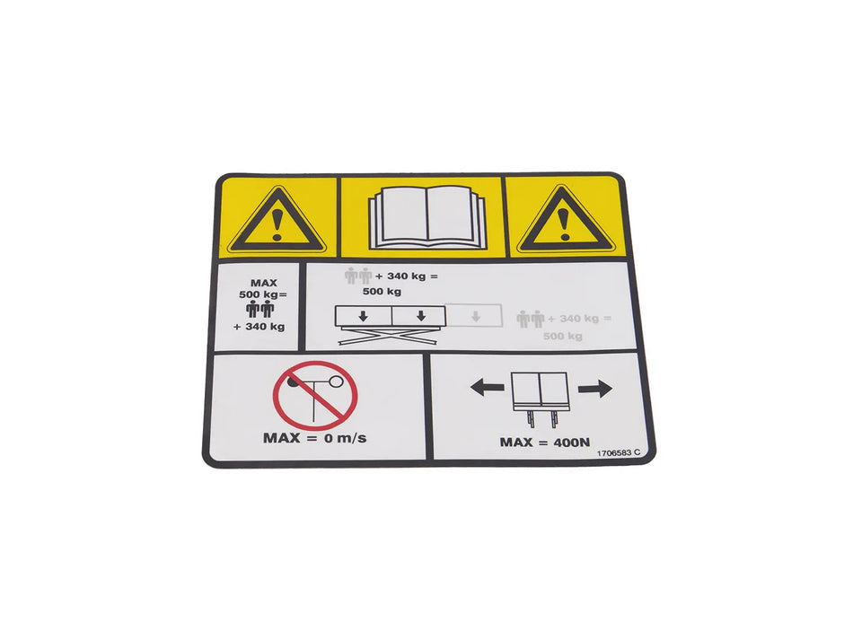 JLG Part # 1706583 -  Decal, Capacity Sl153-12