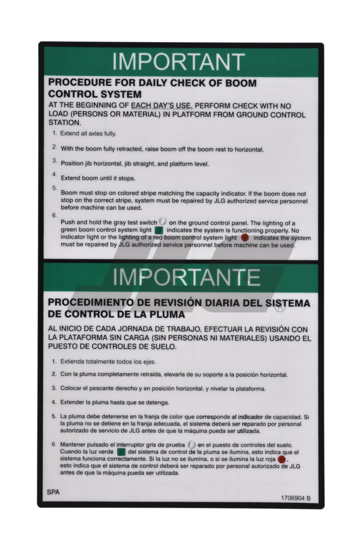 JLG Part # 1706904 -  Decal