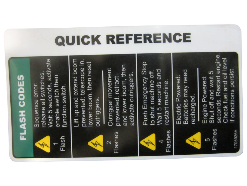 JLG Part # 1706926 – Decal