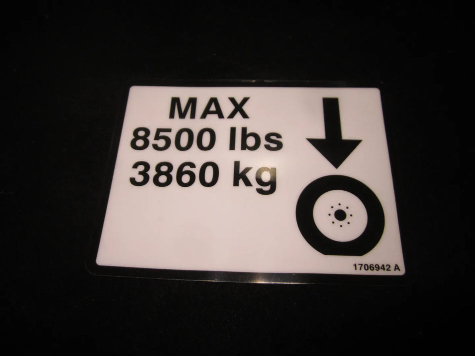 JLG Part # 1706942 – Decal, Max Tire Load