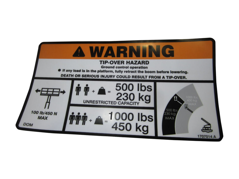 JLG Part # 1707014 – Decal, Warning Dual Capacity