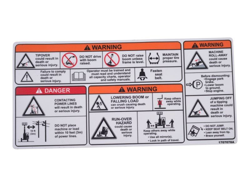 JLG Part # 1707078 -  Decal, Warning Cab